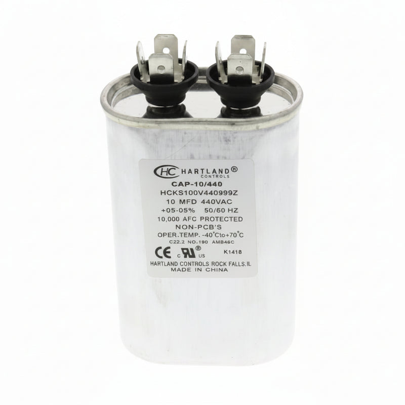 Load image into Gallery viewer, 10 MFD Capacitor 370 or 440 VAC Oval Run Capacitor for Fan Motor Blower