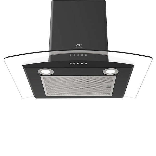 Load image into Gallery viewer, Millen Black Chimney Range Hood MKHG 603 BL Curved Glass 65W, 3 Year Warranty