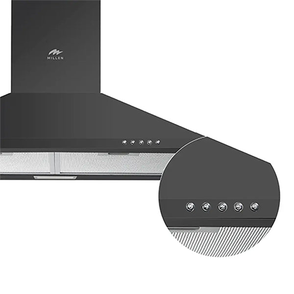 Load image into Gallery viewer, Millen 60cm Black Chimney Range Hood MKH 604 BL Stainless Steel 65W, 3 Year Warranty