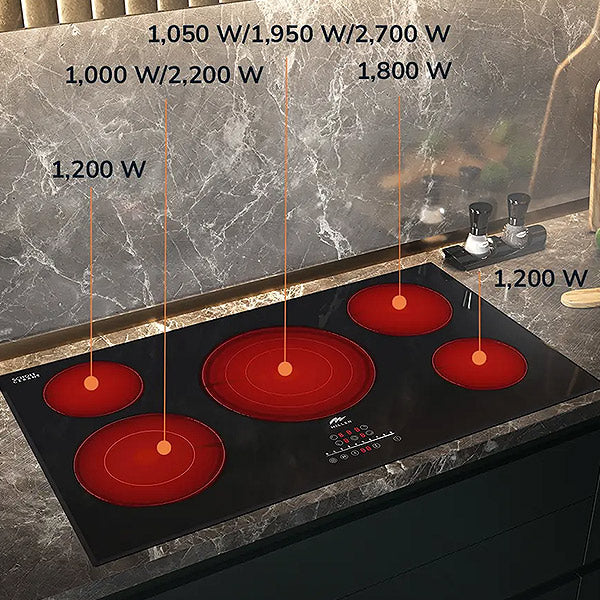 Load image into Gallery viewer, Millen 90cm Built-In Electric Hob MEH 904 BL 5 Burners Touch Control 9100W, 3 Year Warranty