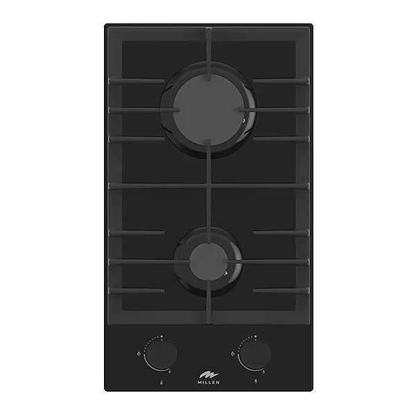 Load image into Gallery viewer, Millen 30cm Built-in 2 Burner Gas Hob MGHG 3002 BL Black Glass Finish 3900W Gas Cooktop, 3 Year Warranty