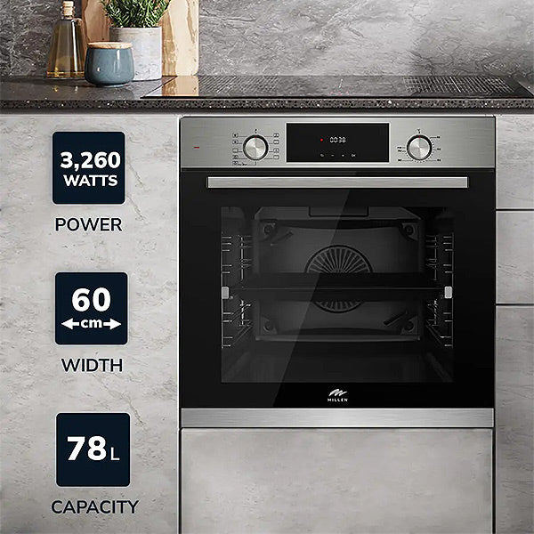 Load image into Gallery viewer, Millen 60cm Built-in Electric Oven MEO 6003 IX Stainless Steel 3260W, 3 Year Warranty