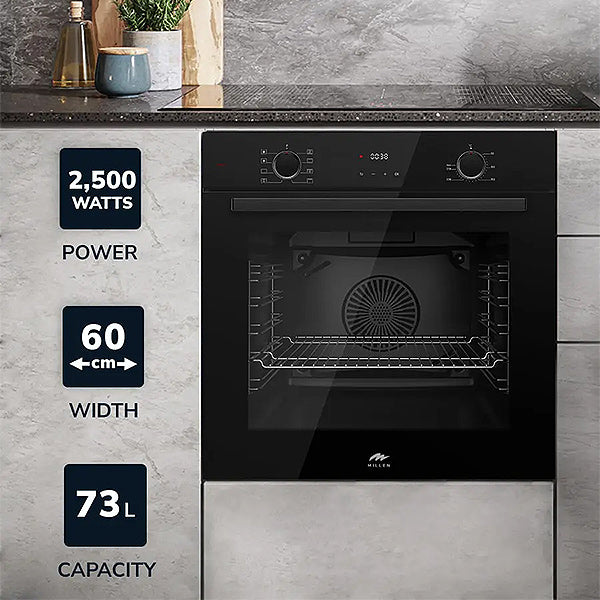 Load image into Gallery viewer, Millen 60cm Built-in Electric Oven MEO 6002 BB 8 Cooking Modes 2500W, 3 Year Warranty