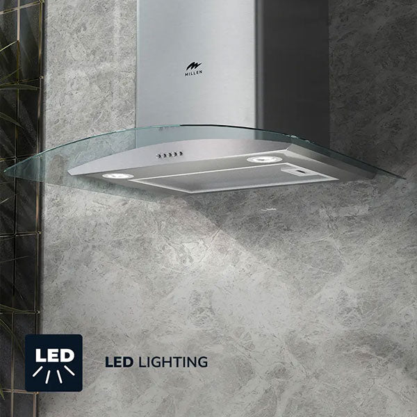 Load image into Gallery viewer, Millen 60cm Chimney Range Hood MKHG 603 IX Curved Glass 65W, 3 Year Warranty