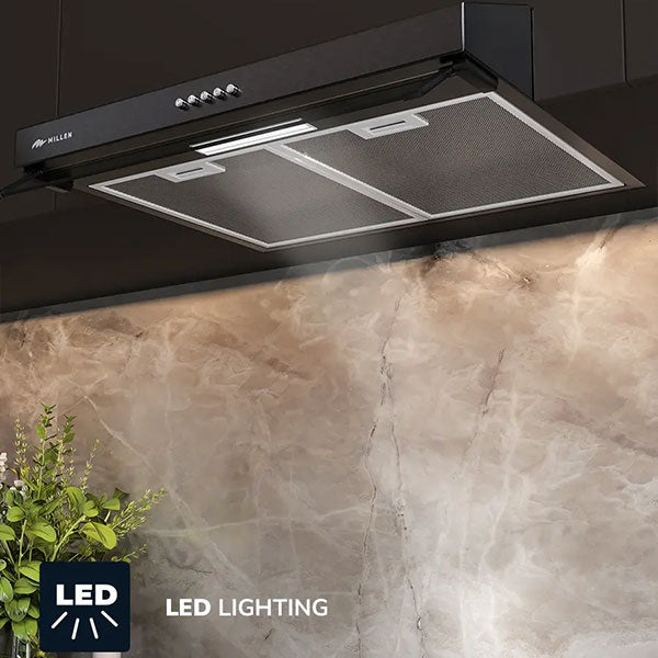 Load image into Gallery viewer, Millen 60cm Under Cabinet Black Range Hood MKH 603 BL 80W, 3 Year Warranty