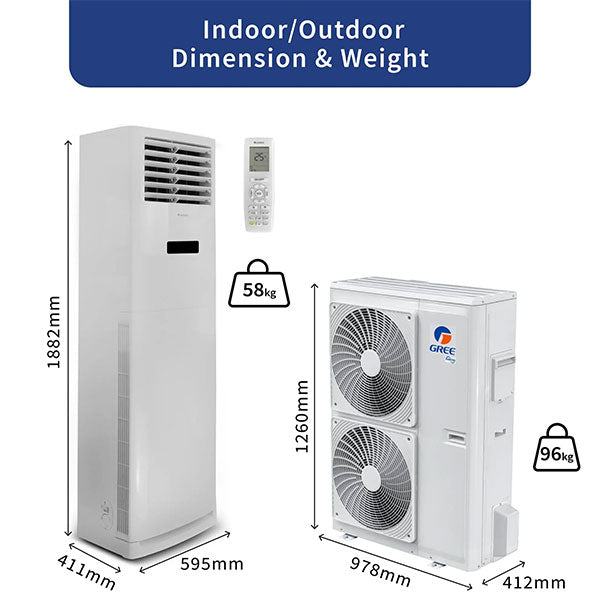 Load image into Gallery viewer, Gree iFLOWIND White Free Standing Inverter AC 48C3 R410a | High-Capacity Cooling Aircon