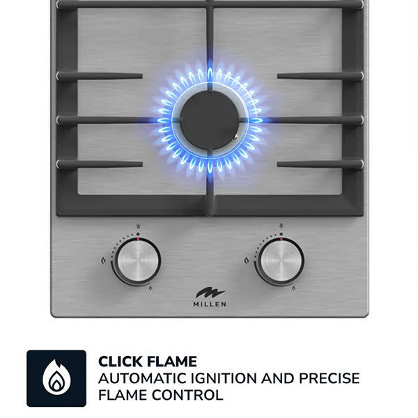 Load image into Gallery viewer, Millen 30cm Built-in 2 Burner Gas Hob MGH 3001 IX Stainless Steel 3900W, 3 Year Warranty