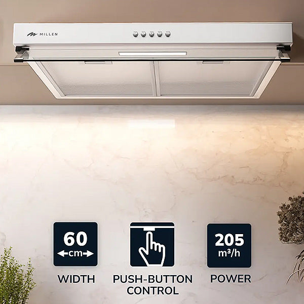 Load image into Gallery viewer, Millen 60cm Under Cabinet Range Hood MKH 603 WH 80W, 3 Year Warranty