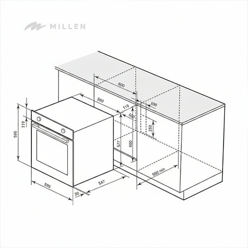 Load image into Gallery viewer, Millen 60cm Built-in Electric Oven MEO 6005 IX Stainless Steel 3260W, 3 Year Warranty