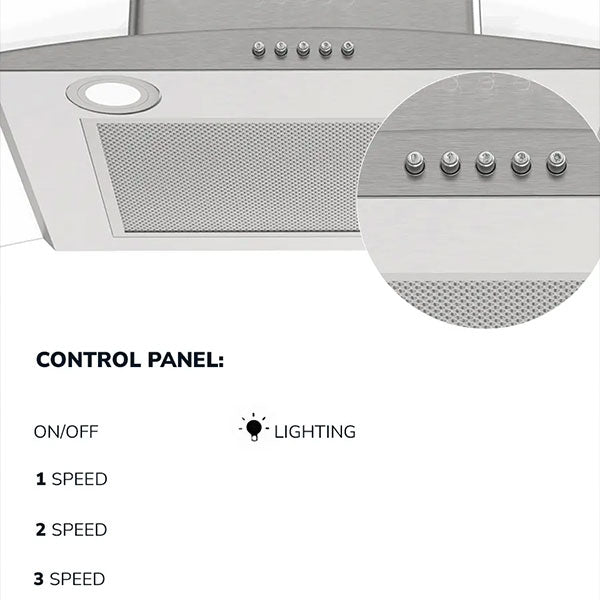 Load image into Gallery viewer, Millen 60cm Chimney Range Hood MKHG 603 IX Curved Glass 65W, 3 Year Warranty