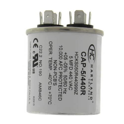 Load image into Gallery viewer, 5 MFD Capacitor 370 or 440 VAC 5uf Round Run Capacitor for Fan Motor Blower Condenser in Air Handler Straight Cool or Heat Pump Air Conditioner and Pool Pumps by The HVAC Genius… (5-MFD Round)