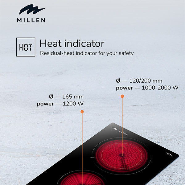 Load image into Gallery viewer, MILLEN MEH 303 BL 30cm Built-in Ceramic Hob with Booster & Italian Glass