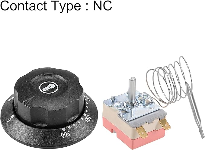 Load image into Gallery viewer, Oven Thermostat Uxcell NC 250V 16A 50-300C Temperature Control Switch Capillary Thermostat for Oven Refrigerator Heater, 0.7m, with 2 Screws & 2 Crimp Terminals