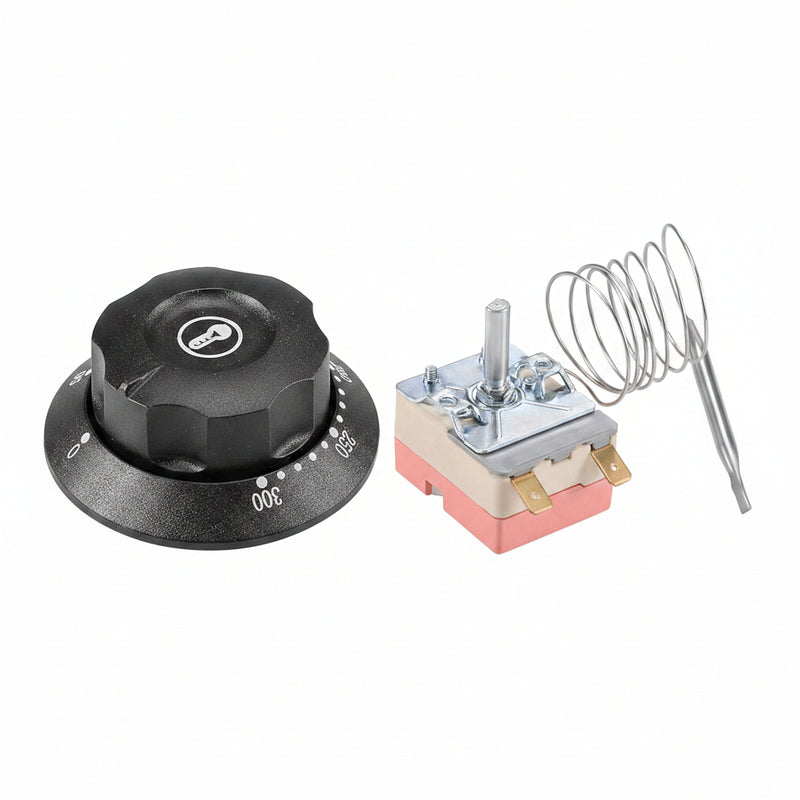 Load image into Gallery viewer, Oven Thermostat Uxcell NC 250V 16A 50-300C Temperature Control Switch Capillary Thermostat for Oven Refrigerator Heater, 0.7m, with 2 Screws & 2 Crimp Terminals