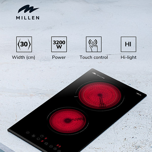 Load image into Gallery viewer, MILLEN MEH 303 BL 30cm Built-in Ceramic Hob with Booster & Italian Glass