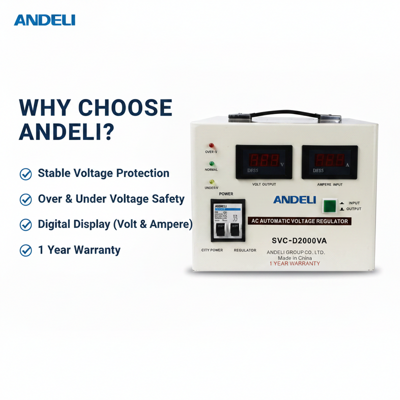 Load image into Gallery viewer, Andeli Voltage Stabilizer SVC 2000 VA 2 KW Single (1) Phase 220V Digital