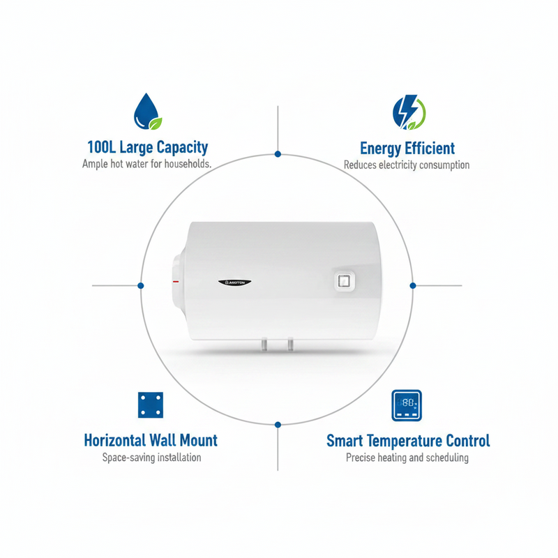 Load image into Gallery viewer, Ariston Electric Water Heater Horizontal PRO1 R Italy, 100 Liter - White