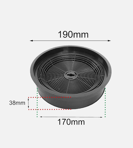 Carbon filter 190 mm x 38 mm for Technowind (TYPE H – ACK62836) 701083