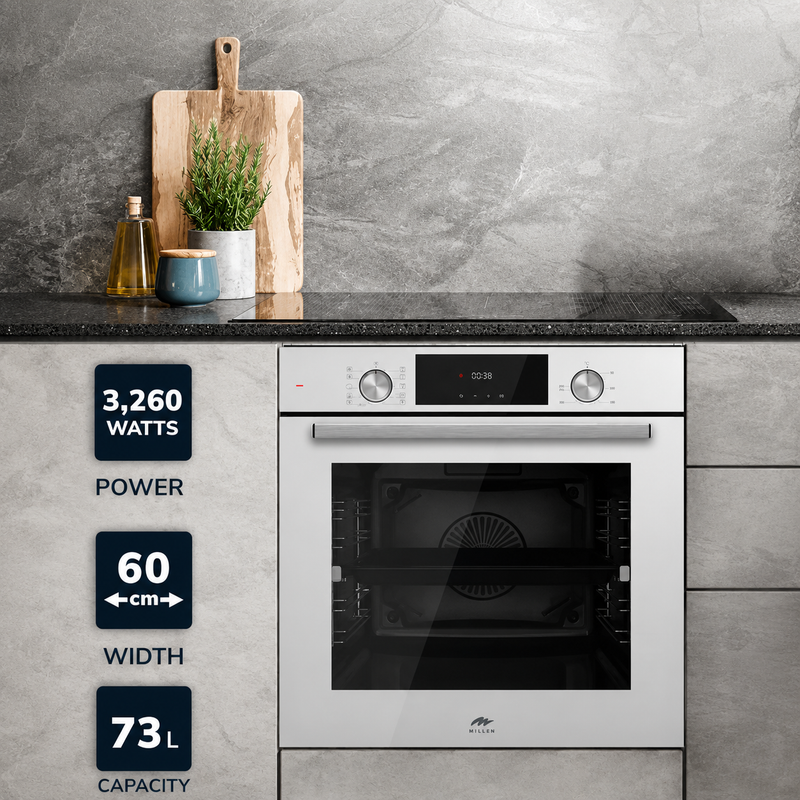 Load image into Gallery viewer, Millen 60cm Built-in Electric Oven MEO 6004 WH 10 Cooking Modes 3260W, 3 Year Warranty