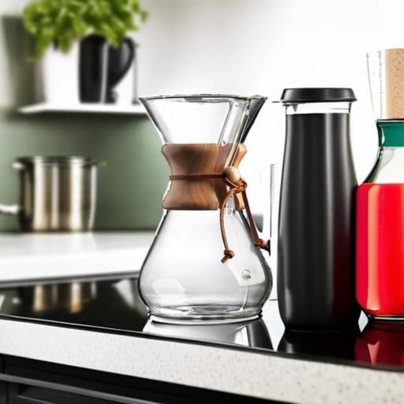 Load image into Gallery viewer, Chemex Classic Series 3-cup pour-over coffeemaker with iconic polished wood collar and leather tie. image 5