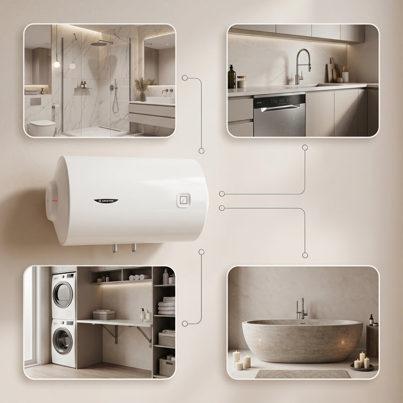 Load image into Gallery viewer, Ariston Electric Water Heater Horizontal PRO1 R Italy, 50 Liter - White