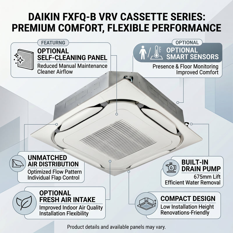 Load image into Gallery viewer, Daikin Cassette Splits for VRV Systems 1.0 Ton 3.6 kW 1.3 HP 12,000 Btu/h FXFQ32B Black