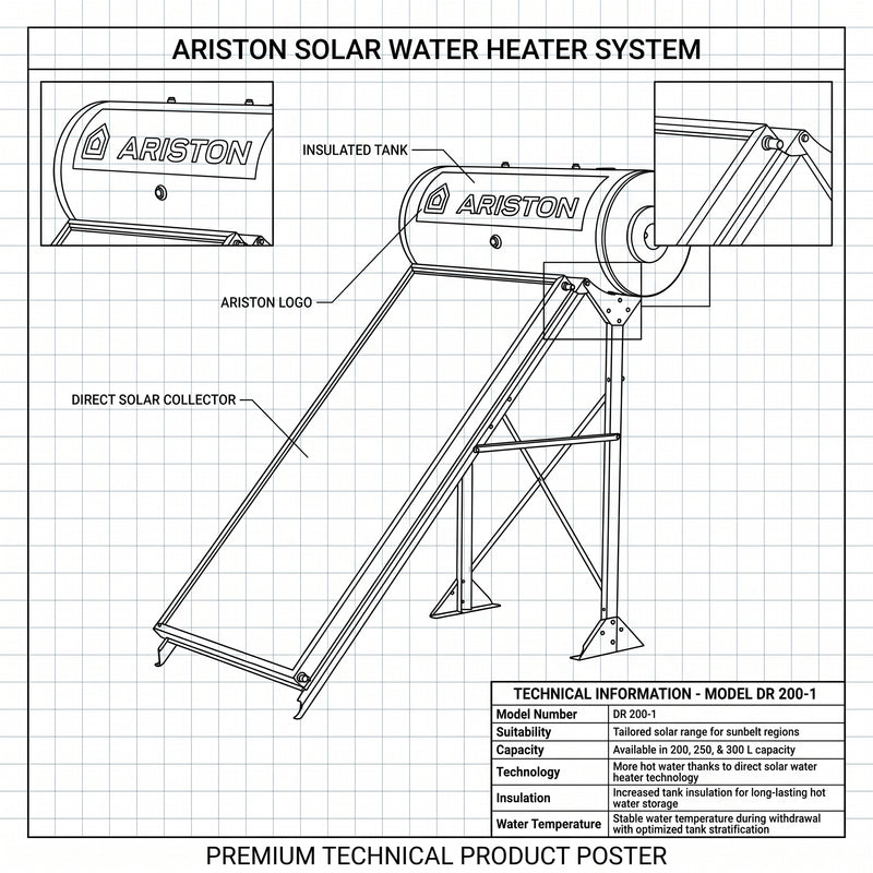 Load image into Gallery viewer, Ariston Solar Water Heater Kairos Thermo GR -1, 200 L