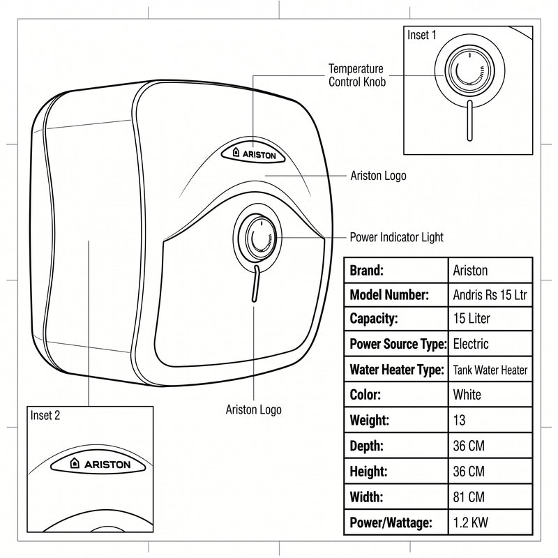 Load image into Gallery viewer, Ariston ANDRIS R 15 L Undersink Unvented Electric Storage Water Heater