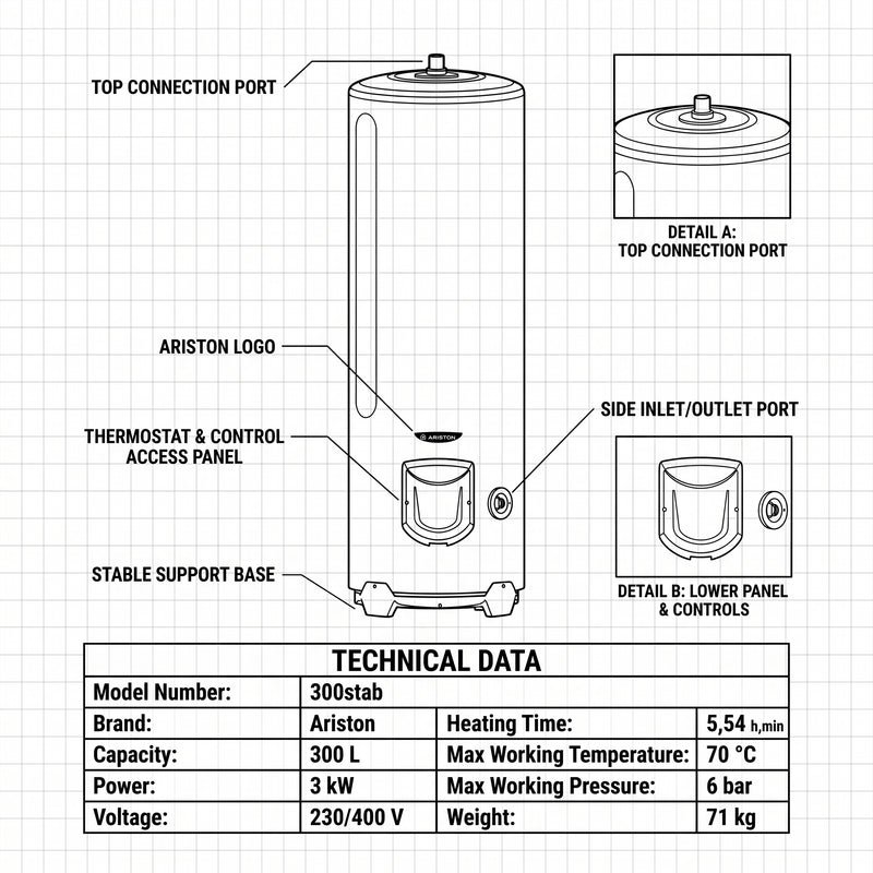 Load image into Gallery viewer, Ariston Water Heater Stab Ari-300, 300 L