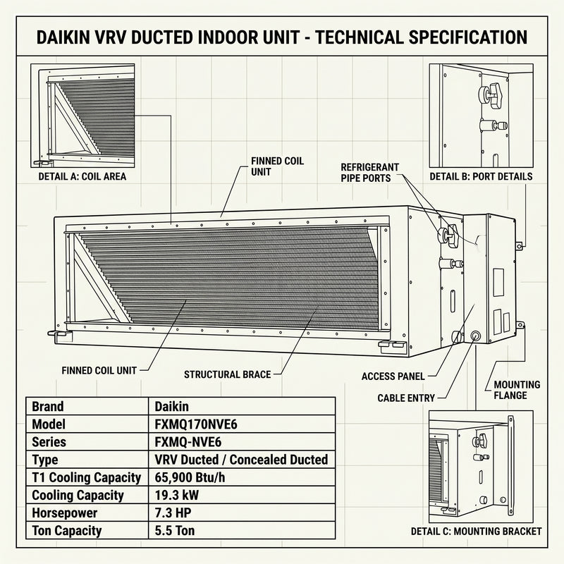 Load image into Gallery viewer, Daikin Ducted Splits for VRV Systems 5.5 Ton 19.3 kW 7.3 HP 65,900 Btu/h FXMQ170NVE6