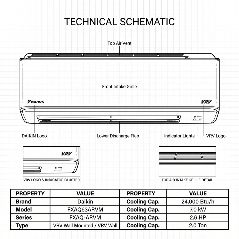 Load image into Gallery viewer, Daikin Wall Splits for VRV Systems 2.0 Ton 7.0 kW 2.6 HP 24,000 Btu/h FXAQ63ARVM