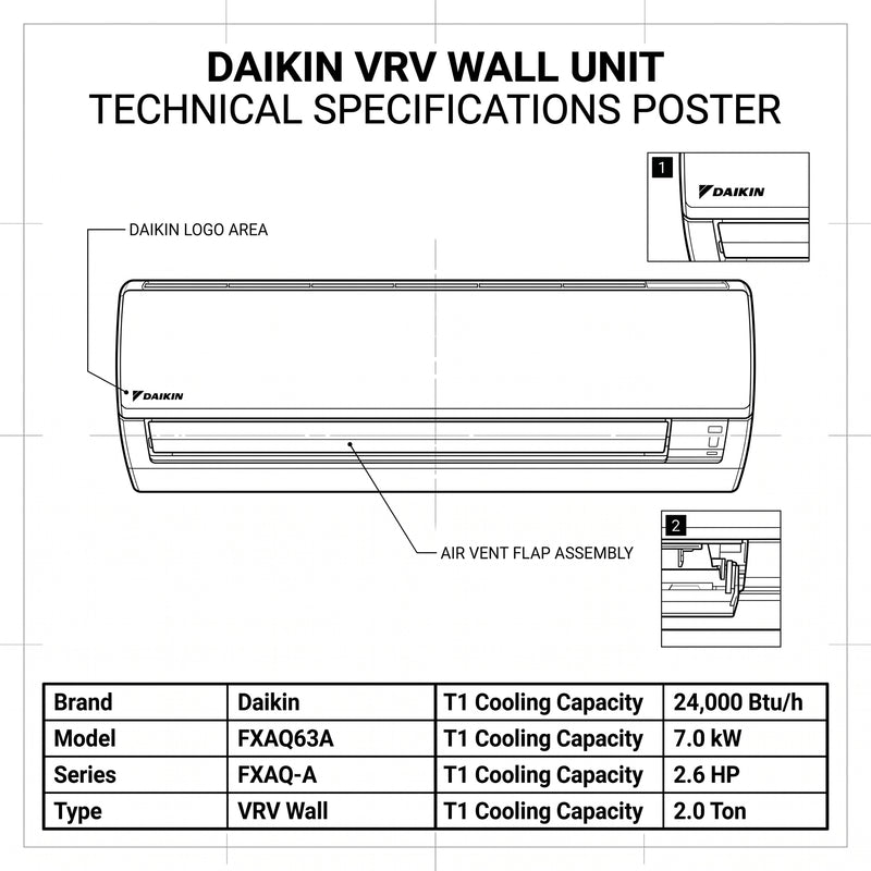 Load image into Gallery viewer, Daikin Wall Splits for VRV Systems 2.0 Ton 7.0 kW 2.6 HP 24,000 Btu/h FXAQ63A