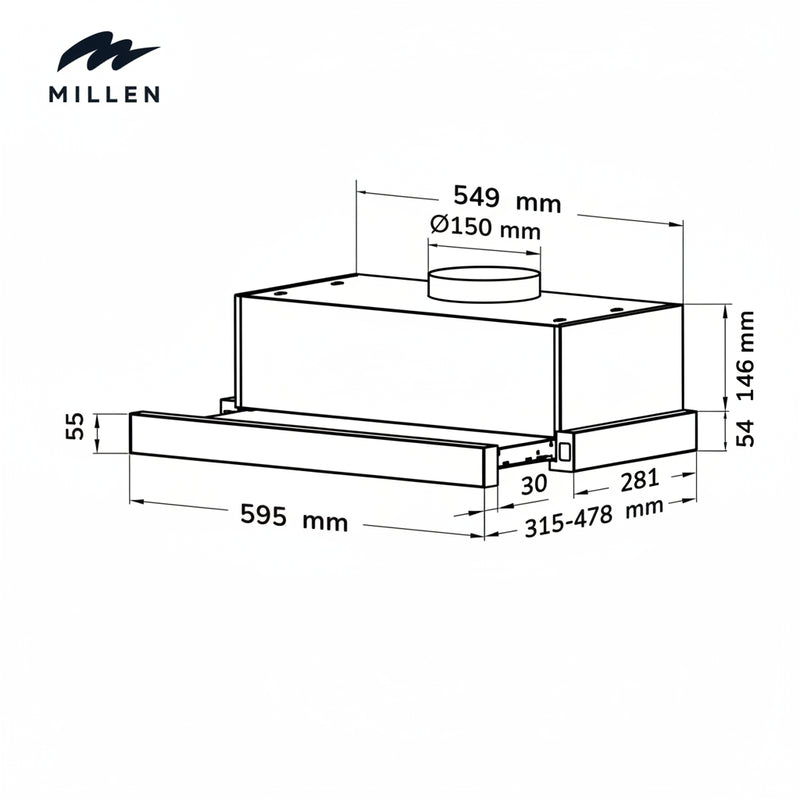 Load image into Gallery viewer, Millen MBKHS 6001 IX 60 cm Slide-Out Range Hood – 3 Years Warranty
