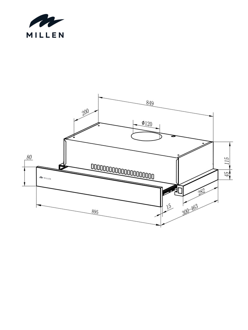 Load image into Gallery viewer, MILLEN 90 cm Slide-Out Black Range Hood 400 m3/h – MBRHS 901 BL