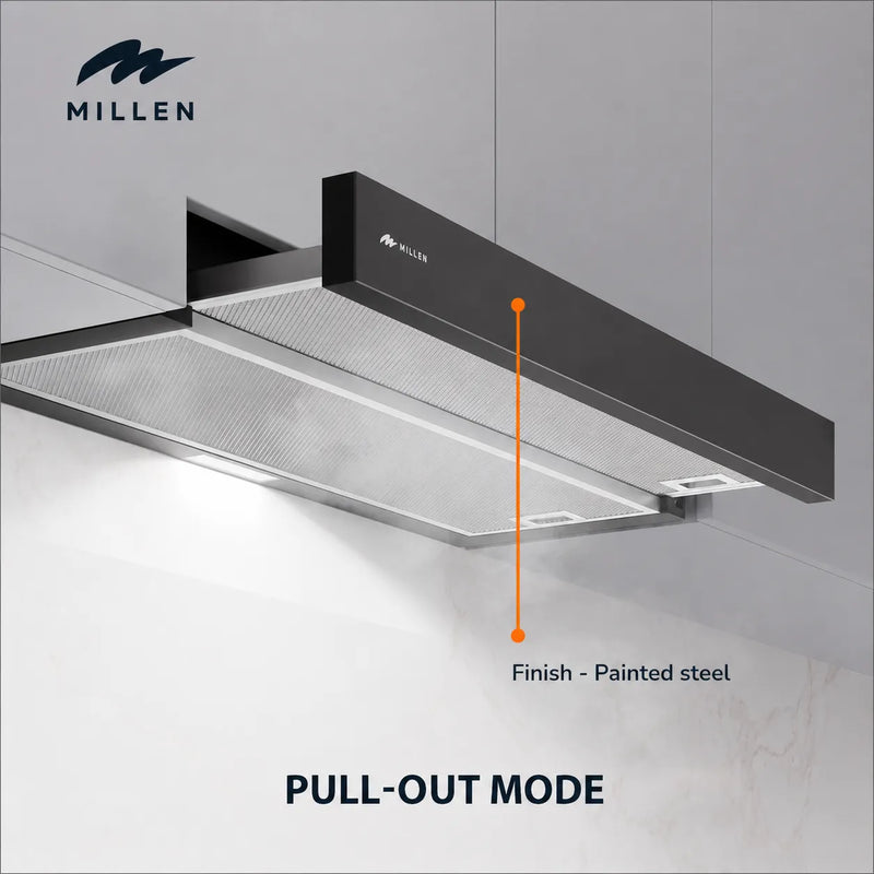Load image into Gallery viewer, MILLEN 90 cm Slide-Out Black Range Hood 400 m3/h – MBRHS 901 BL