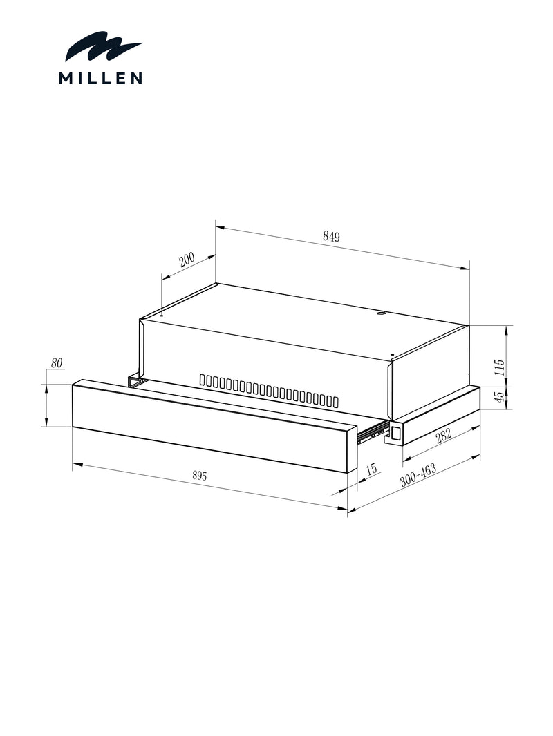 Load image into Gallery viewer, MILLEN 90 cm Slide-Out Black Range Hood 400 m3/h – MBRHS 901 BL
