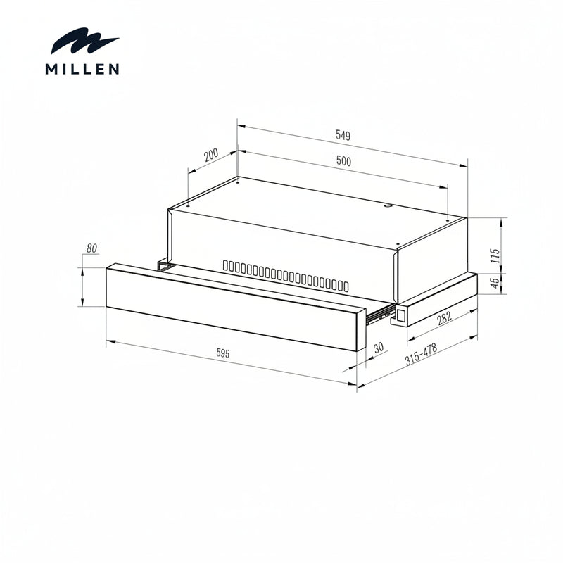 Load image into Gallery viewer, MILLEN 60 cm Slide-Out Range Hood 400 m 3 / h – MBRHS 601 IX Stainless Steel, 3 Years Warranty