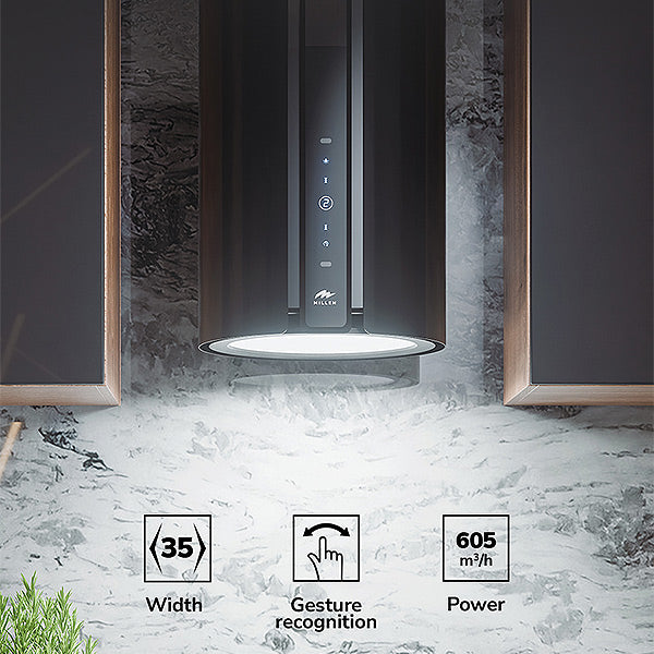 Load image into Gallery viewer, MILLEN 35 cm Wall-Mounted Lamp Hood - MTUB 35 BL, Compact Luxury with Gesture Control, 3 Y Warranty