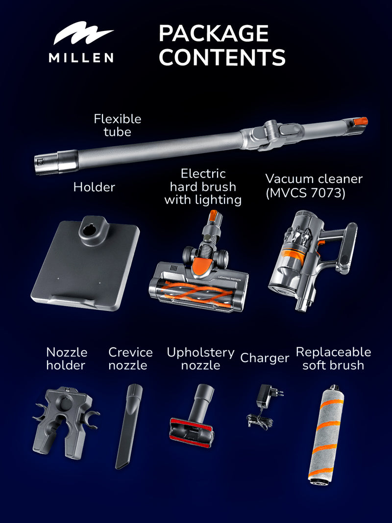 Load image into Gallery viewer, MILLEN Cordless Stick Vacuum Cleaner – Powerful, Lightweight & Versatile – MVCS7073