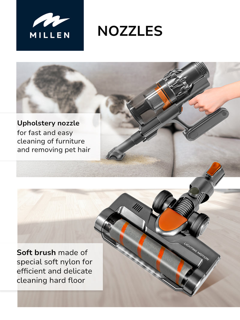 Load image into Gallery viewer, MILLEN Cordless Stick Vacuum Cleaner – Powerful, Lightweight & Versatile – MVCS7073