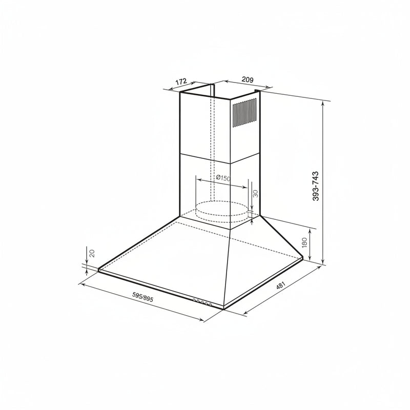Load image into Gallery viewer, Millen 60cm Chimney Kitchen Hood MKH 604 IX Stainless Steel 65W, 3 Year Warranty