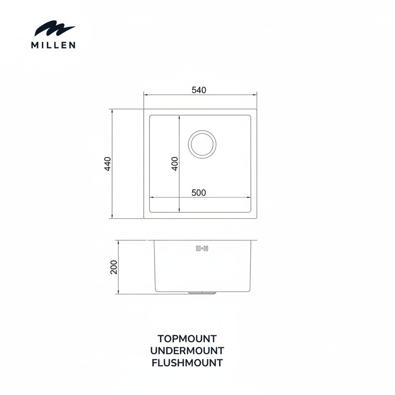 Load image into Gallery viewer, Millen Premium Undermount Top Mount Single Bowl Sink with Faucet – 304 Stainless Steel, Soundproof, Satin Finish - MS5444 SET, 3Y Warranty