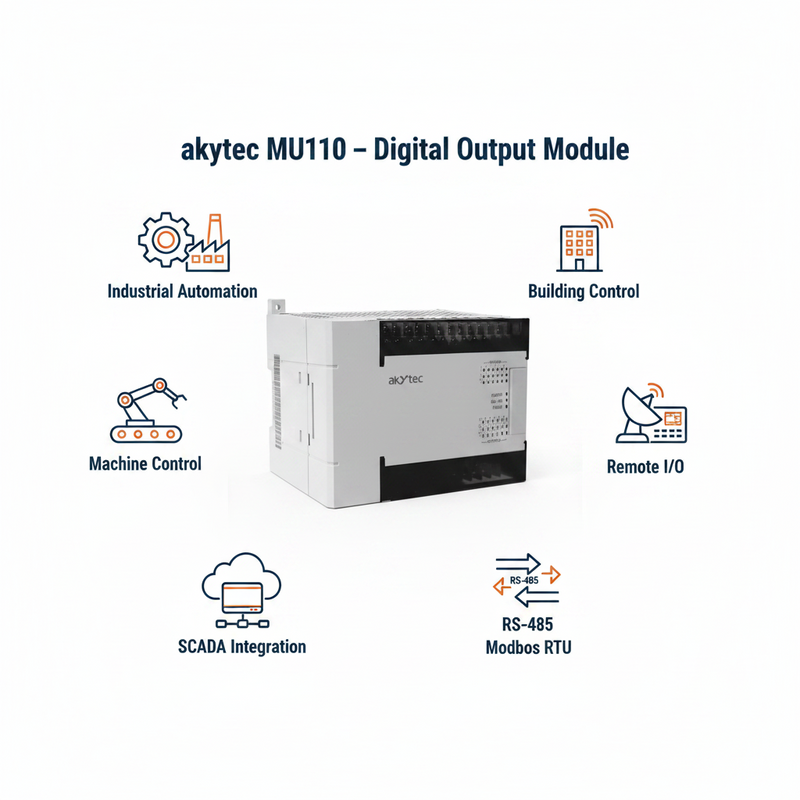 Load image into Gallery viewer, Akytec MU110-24.8R, MU110-24.8K, MU110-24.16R, MU110-24.16K Digital Output Modules (DO, Modbus RTU/ASCII, RS485)