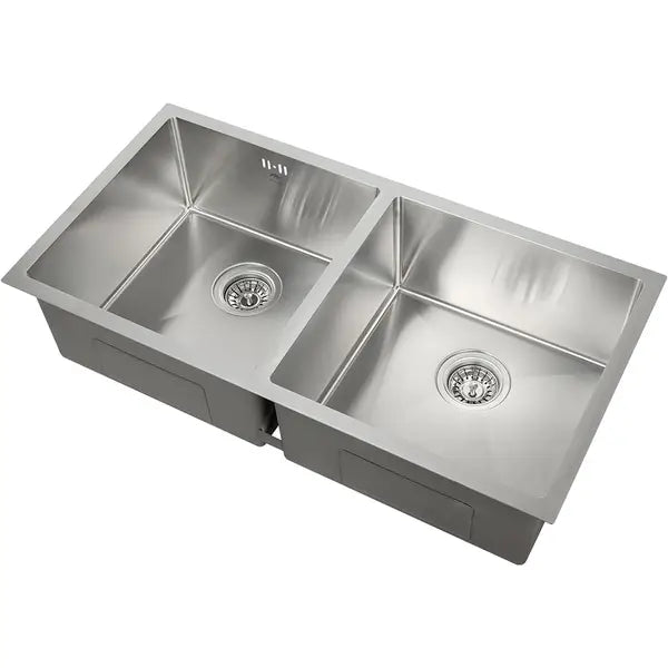 Load image into Gallery viewer, MILLEN Handmade Undermount Sink, Double Bowl, Satin Finish, Soundproof, Color Stainless Steel Model – MSDB764522SS – 1 Year Warranty