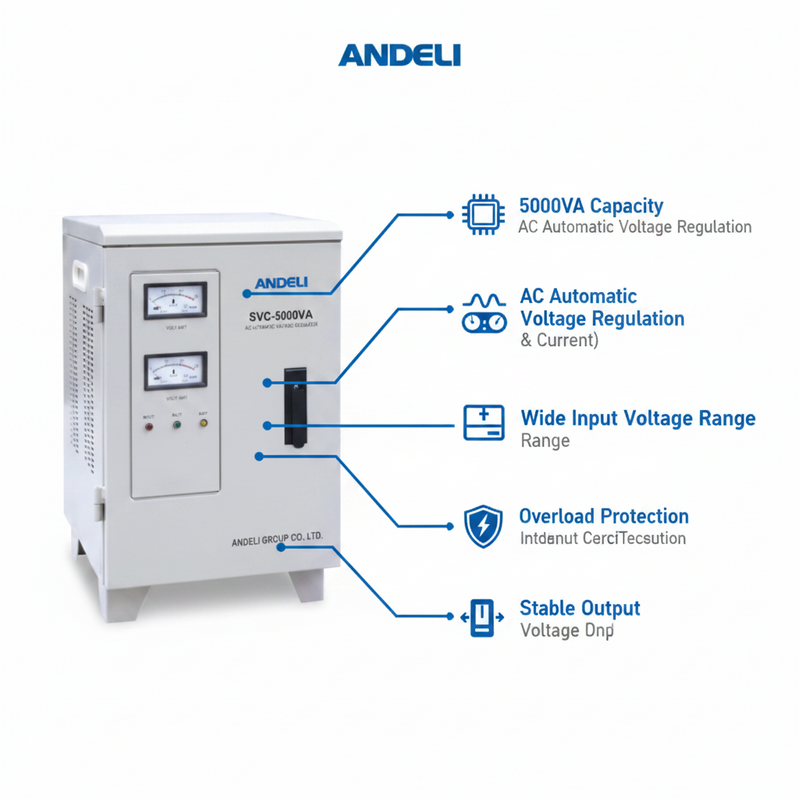 Load image into Gallery viewer, Andeli Voltage Stabilizer SVC 5000 VA 5 KW Single (1) Phase 220V Stand