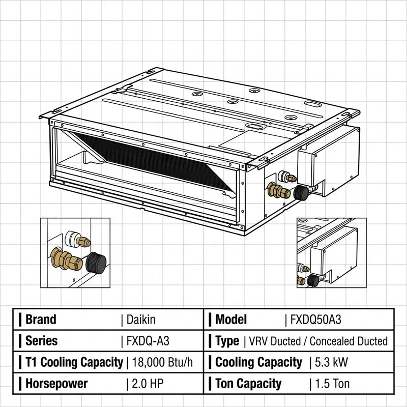 Load image into Gallery viewer, Daikin Ducted Splits for VRV Systems 1.5 Ton 5.3 kW 2.0 HP 18,000 Btu/h FXDQ50A3