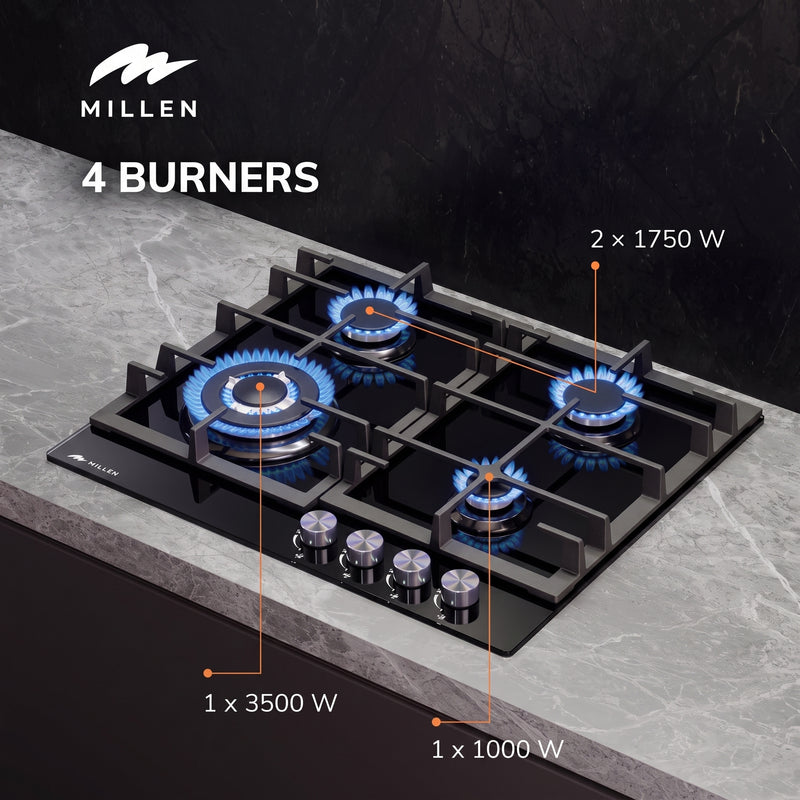 Load image into Gallery viewer, MILLEN Gas on Glass hob GHG 645 BL