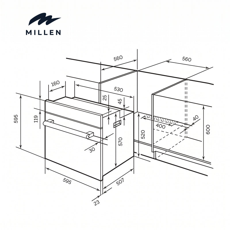 Load image into Gallery viewer, MILLEN 60cm is a classic built-in electric oven EOM 073 BL