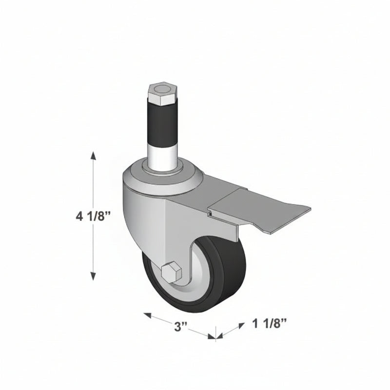 Load image into Gallery viewer, Anti-static swivel stem-mount caster with brake EW-3ESB 3