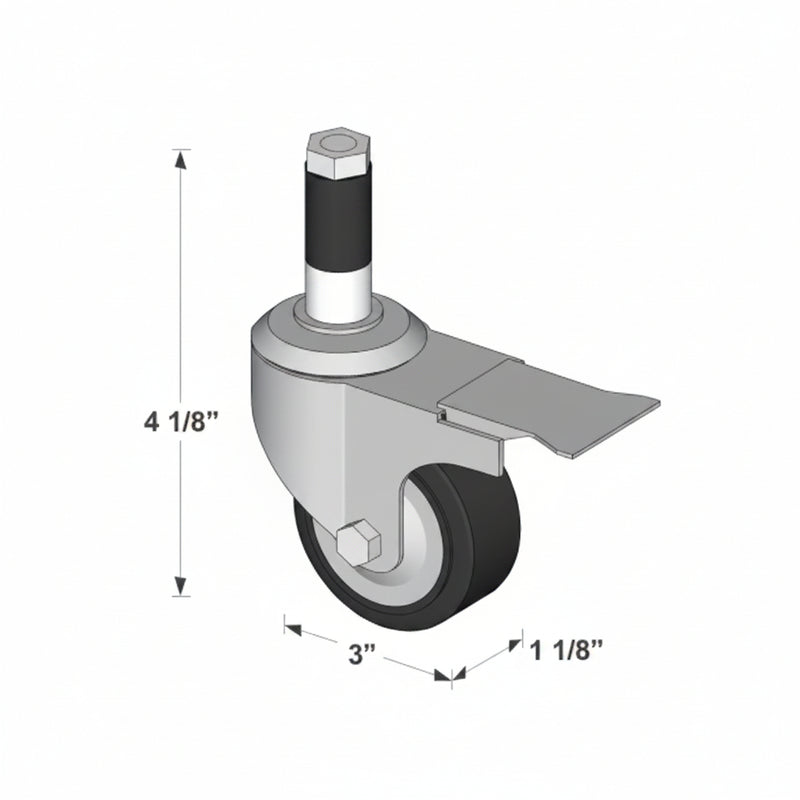 Load image into Gallery viewer, Anti-static swivel stem-mount caster with brake EW-3ESB 3